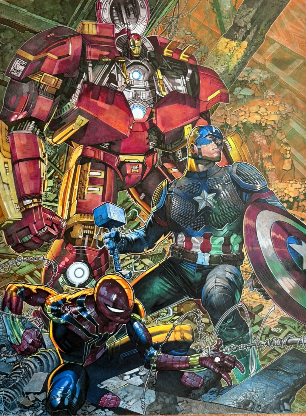 Chris Stevens Original Art - Wallpower - Hulkbuster, Captain