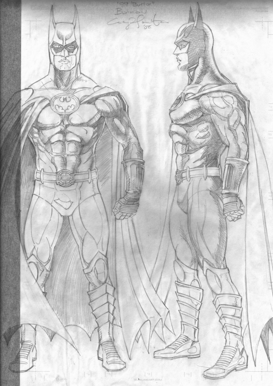 89 Batman costume w/side view (from Burton film), in Craig Hamilton's  Sketches and Roughs Comic Art Gallery Room