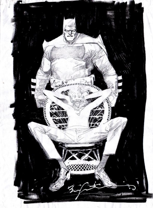Sienkiewicz - Dark Knight returns: The Last Crusade variant cover prelim,  in Francesco Bazzana's SIENKIEWICZ, BILL Batman art Comic Art Gallery Room