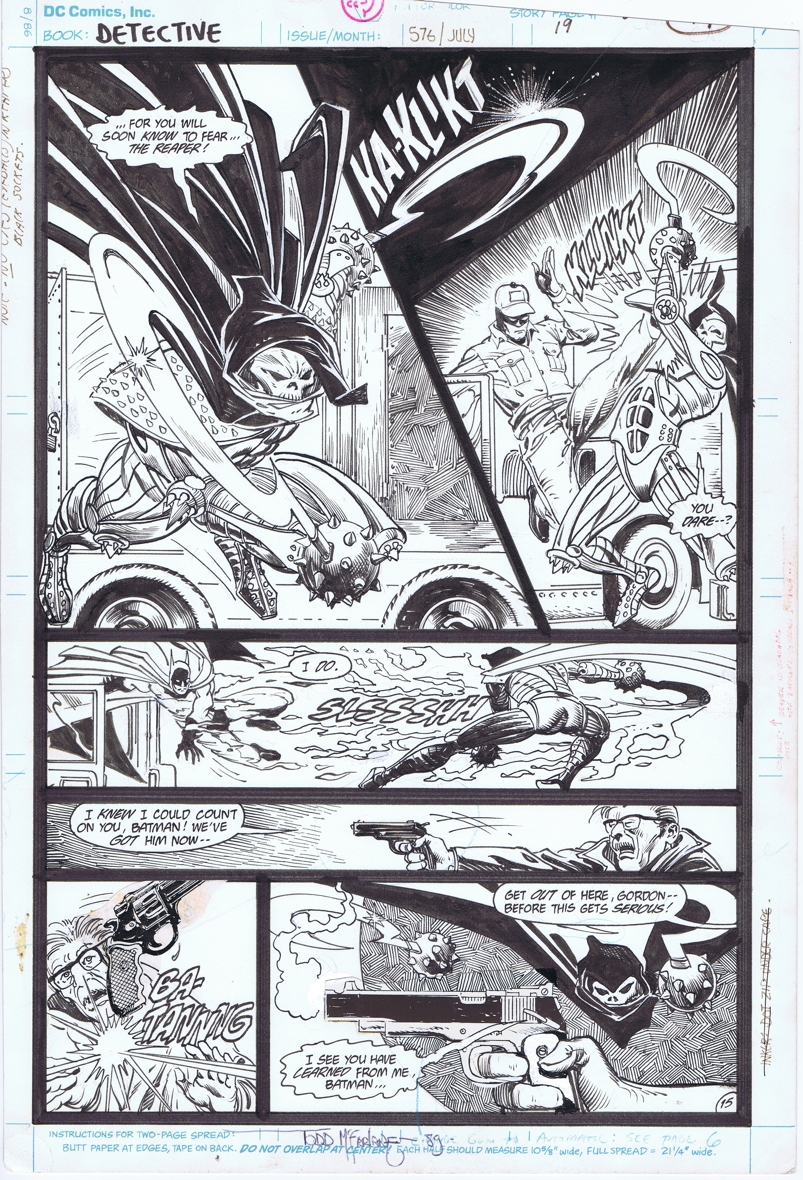 Detective Comics Issue 576 page 14 by Todd McFarlane - Batman Year Two  Action page with Reaper, in Malvin V's The Batman - Published Interior  Pages Comic Art Gallery Room