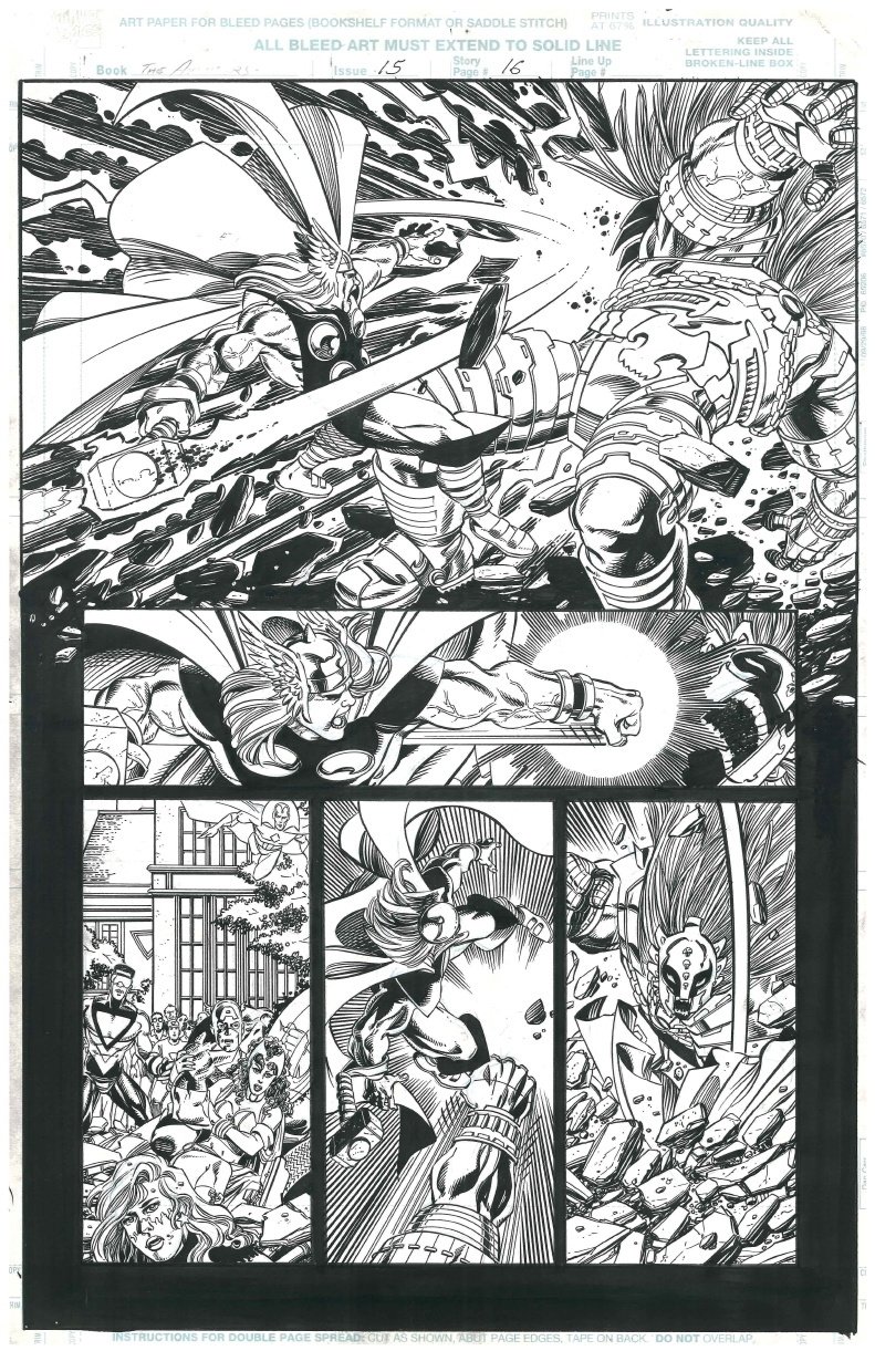 Avengers issue 15 page 16 by Perez and Koblish - all out Thor battle ...