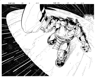 Planet Hulk 105 2 page Splash / Hulk heads towards Earth for World War by Carlo Pagulayan Comic Art