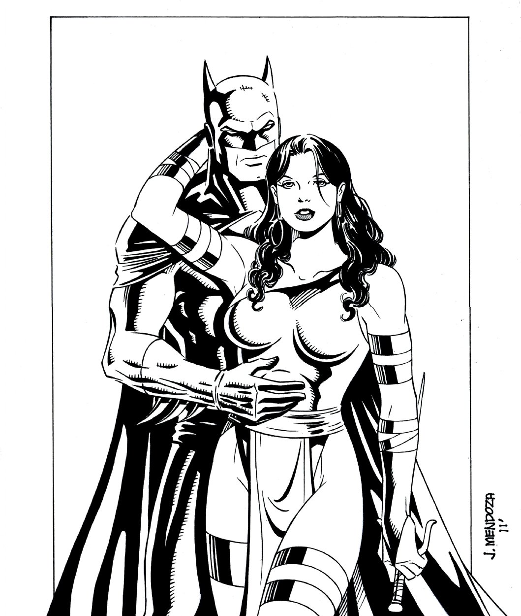 Batman and Elektra, in Joven Mendoza's My Art Comic Art Gallery Room