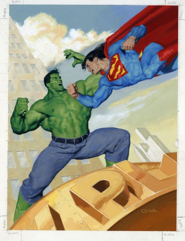 Superman Vs Hulk By Glen Orbik Trading card art, in Karim Elrafei 's  Painted Art Comic Art Gallery Room