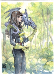 Kitty Pryde and Lockheed by Niko Henrichon Comic Art