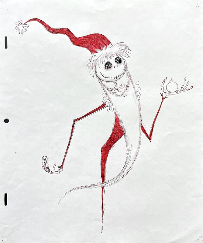 Tim Burton - The Nightmare Before Christmas - Jack Skellington as Santa Jack Production Drawing Comic Art