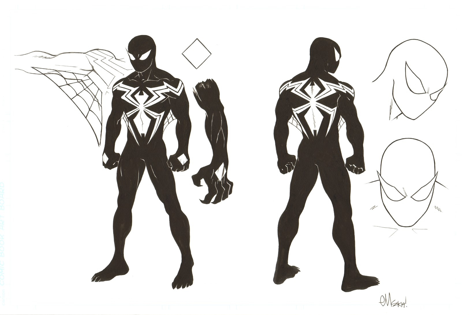 Here is a drawing of Spiderman VS Venom the symbiote Concept fan