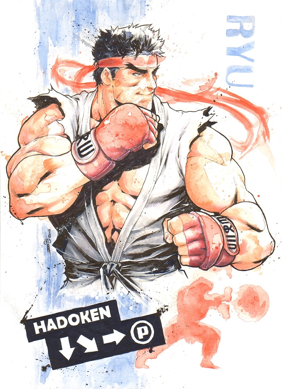 Ryu (Street Fighter II) by Iban Coello, in K Gearon's Pin Ups Comic Art  Gallery Room