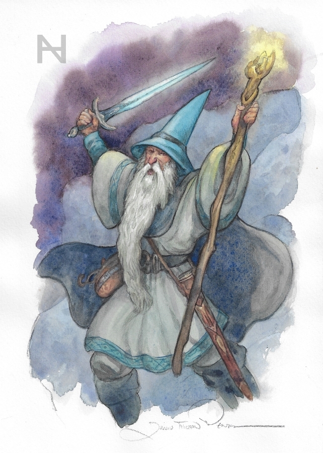 Gandalf watercolor By David Thorn Wenzel Comic Art