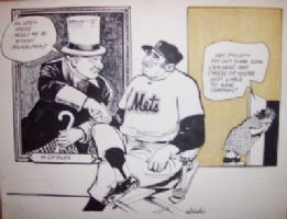 1985 Original Bill Gallo Cartoon and 2001 Mets Hall of Fame, Lot #81914