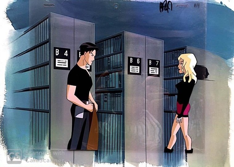 Batman Beyond Terry and Melanie in the library , in Steven Ng's WB: Batman  Beyond studio cels and animation drawings Comic Art Gallery Room
