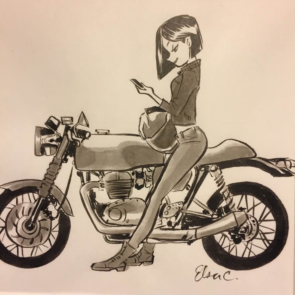 Girl and motorcycle by Elsa Chang, in Steven Ng's Sports on wheels ...