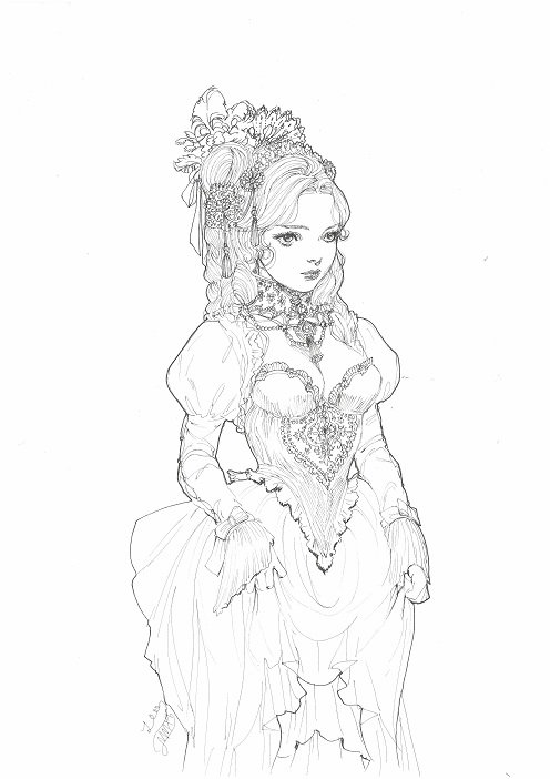 A young girl in a fancy dress at the bottom of a set of stairs vintage  line drawing or engraving illustration Stock Vector Image  Art  Alamy
