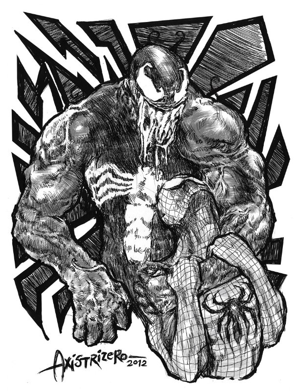 A drawing I completed today of Venom and SpiderMan  rMarvel
