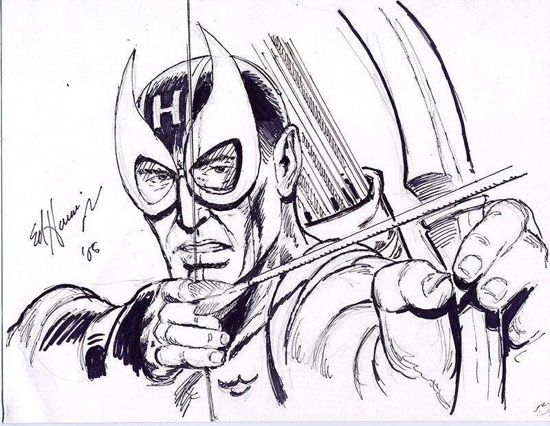 Hawkeye portrait, in Ed Hannigan's Ed's Commissions Comic Art Gallery Room