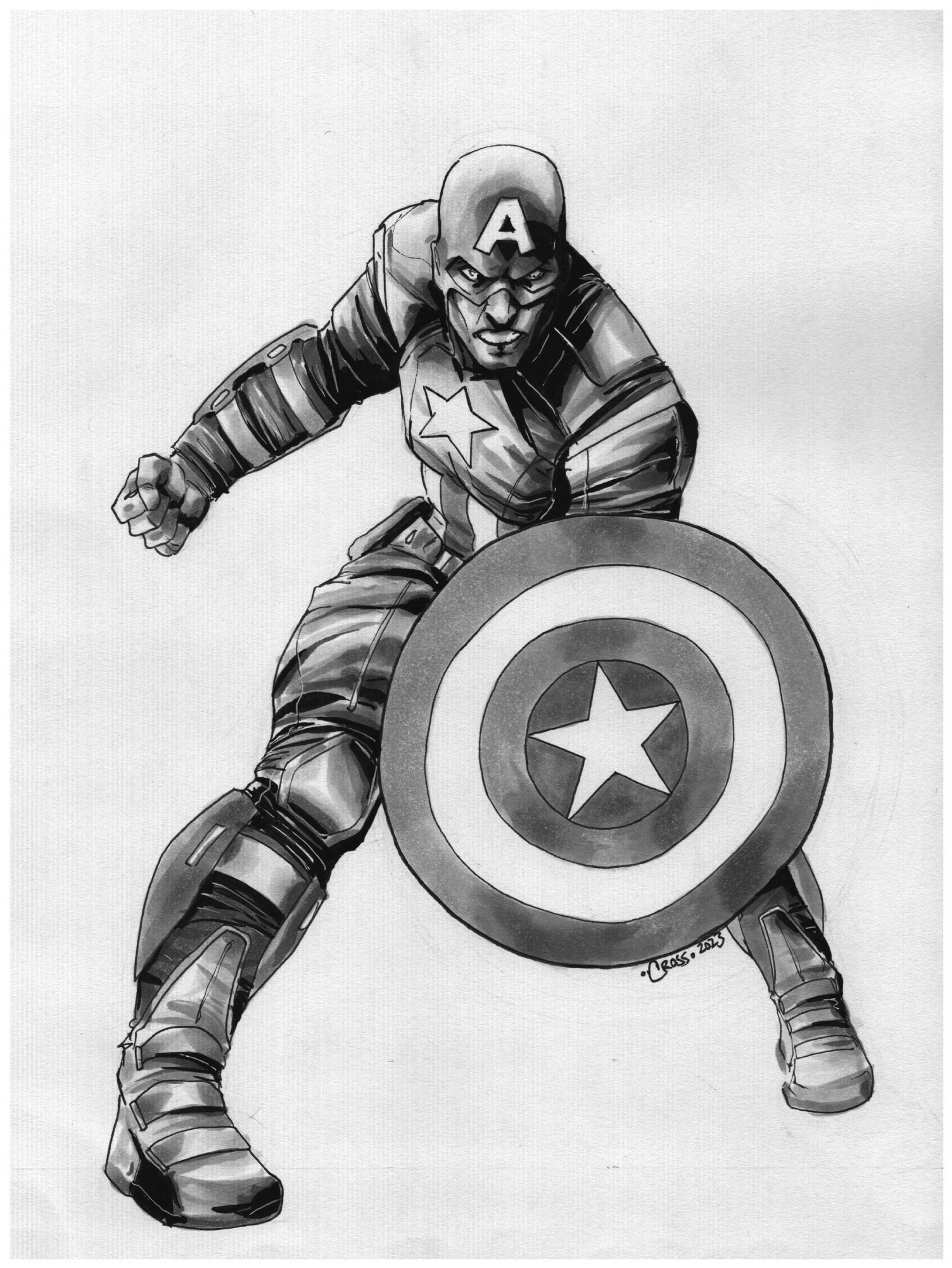 Captain America, Iron Man & Thor Avengers sketch cover by Gerald Parel, in  Raphael Loh's Captain America sketch covers Comic Art Gallery Room