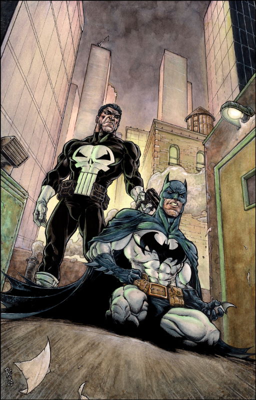 Punisher versus Batman, in Brad Green's Commissions Comic Art Gallery Room