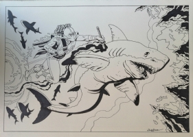Rod Whigham - GI Joe commission based on #47 Storm Shadow vs shark Comic Art