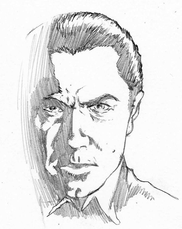 Bela Lugosi pencils, in Andrew Mangum's Pencils Comic Art Gallery Room