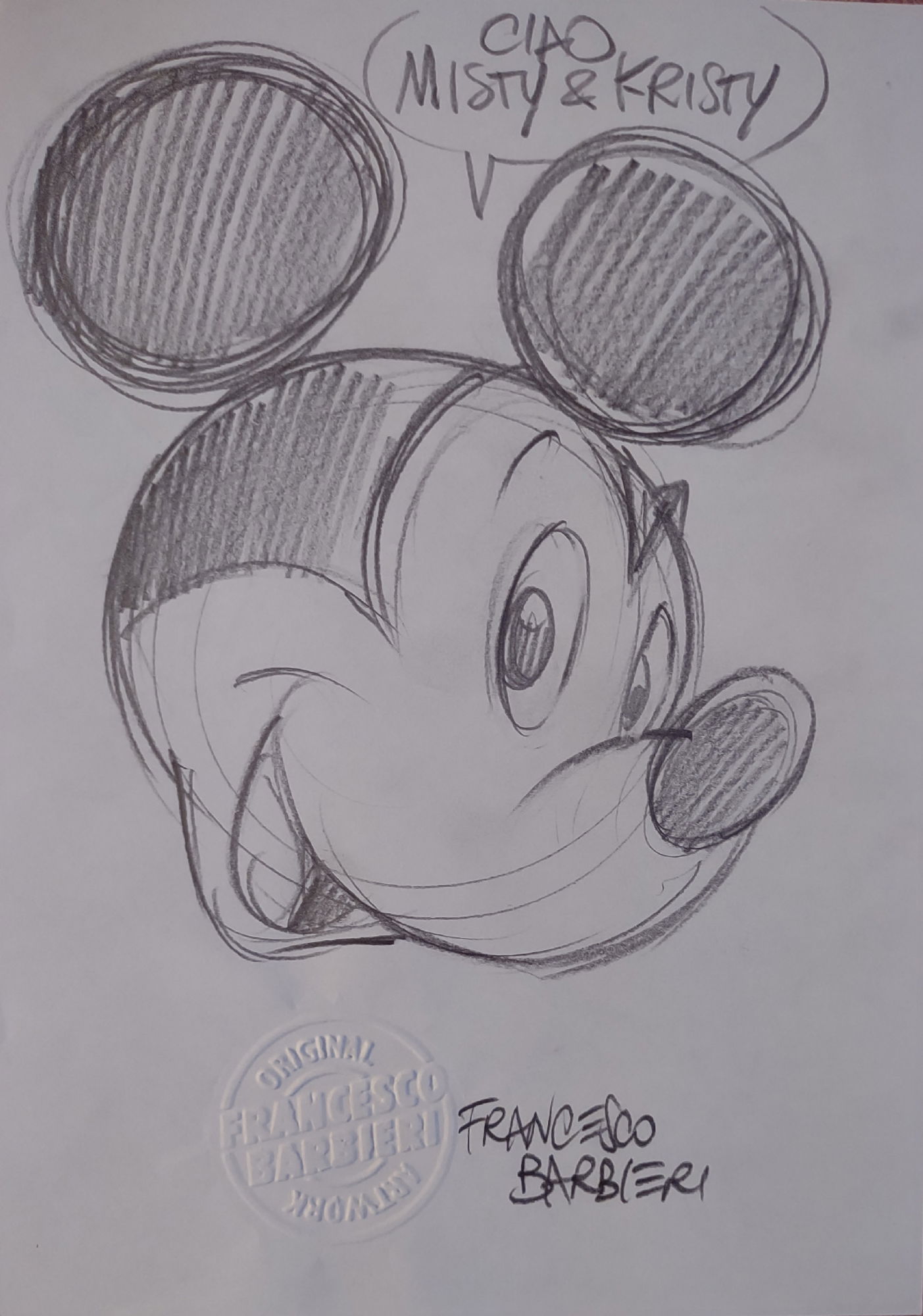 Mickey Mouse sketch, in Misty and Kristy Puckett's Disney commissions