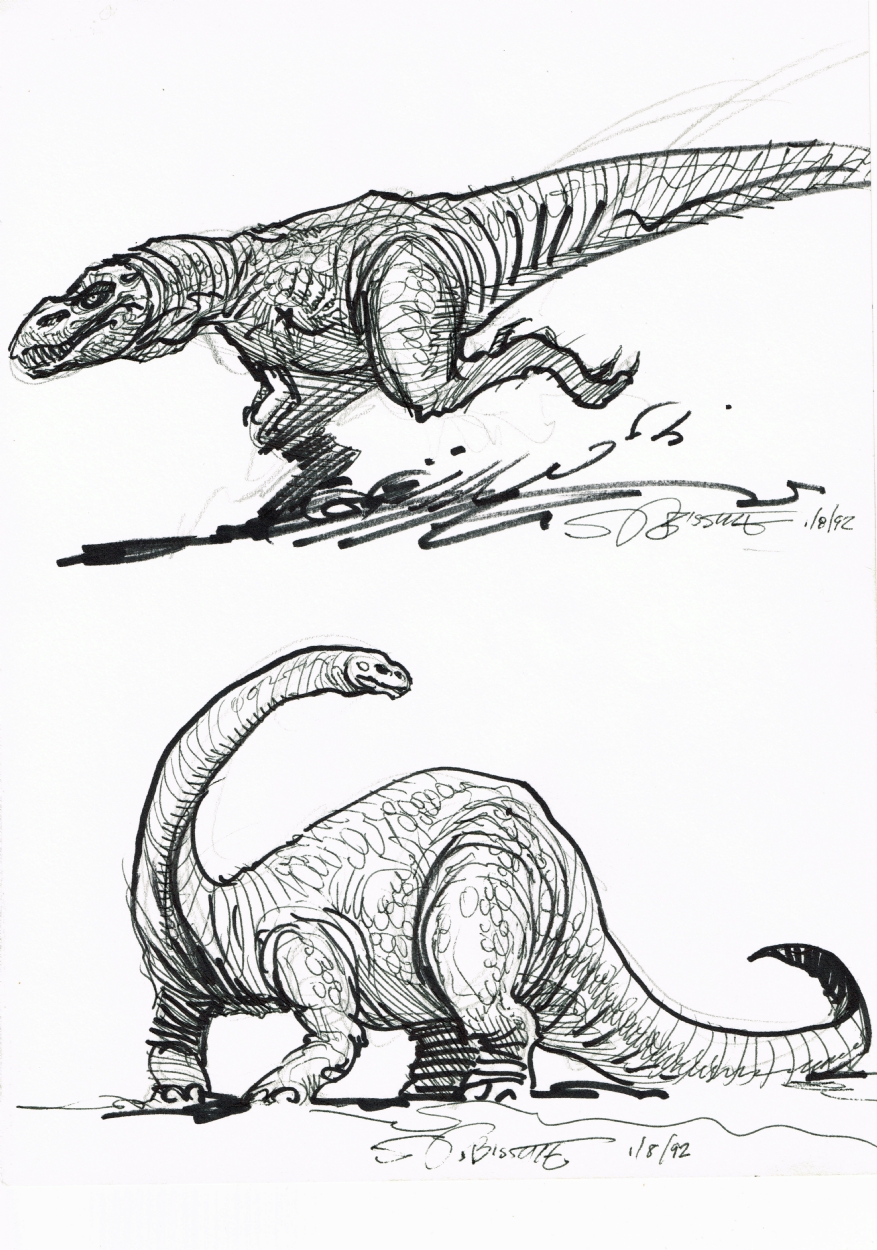 Tyrant (T-Rex) & Brontosaurus - Steve Bissette Comic Art