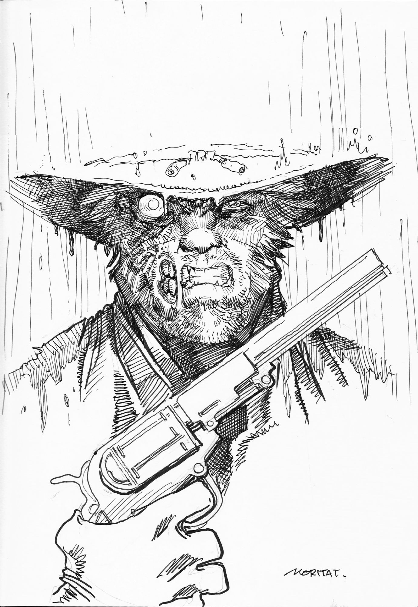 Jonah Hex Ballpoint Pen Drawing - Moritat , in J B's Justin's ...