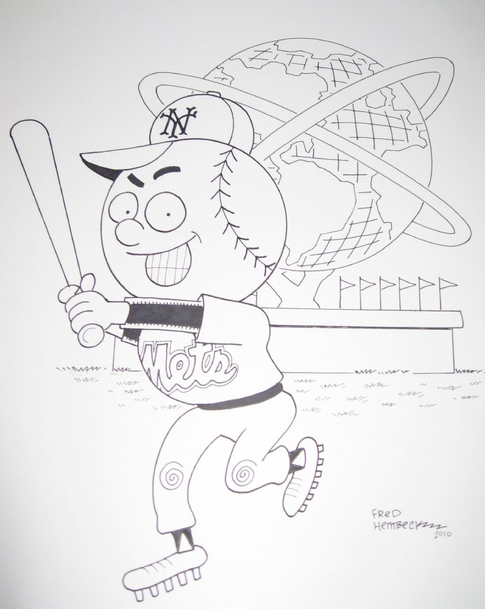 Fred Hembeck Mr. Met Sketch, in Mike Middleton's Commissions Comic Art  Gallery Room