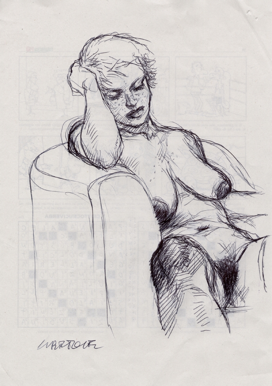 PORNO FEMME DRAWING BY TANINO LIBERATORE , in ENRIQUE ALONSO's ITALIAN  ARTISTS Comic Art Gallery Room