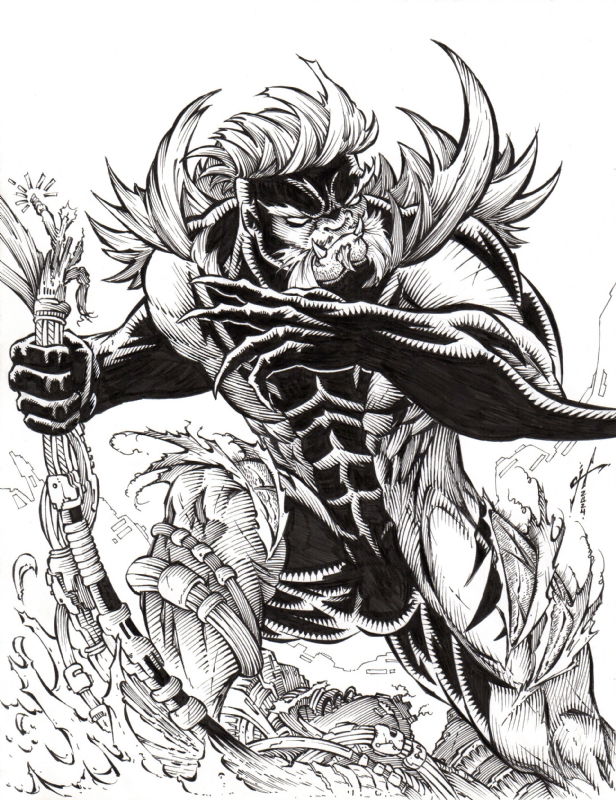 Sabertooth Battles, in Calvin Henio's Pencils & Inks Comic Art Gallery Room