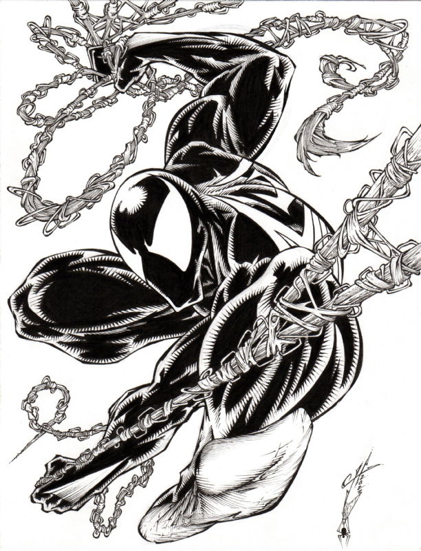 Spider-Man, symbiote costume, in Calvin Henio's Pencils & Inks Comic ...