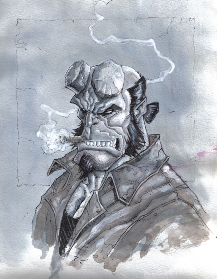 mignola's hellboy, in Scott James's Scott James Watercolor work Comic ...