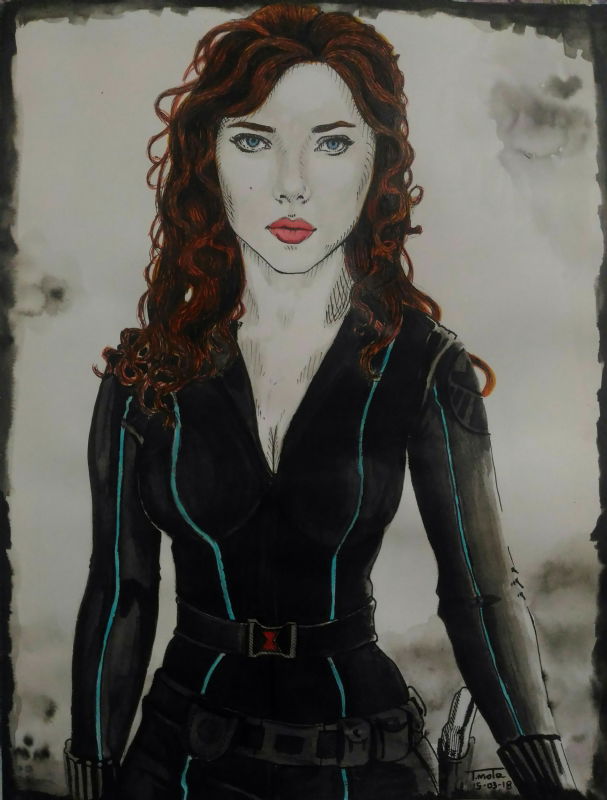 black widow, in Tiago Mota's vanderson tiago mota Comic Art Gallery Room