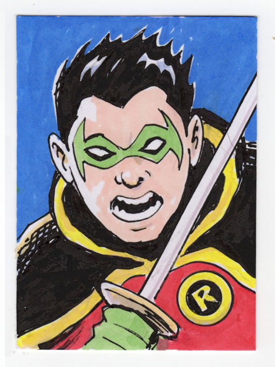 Robin Damian Wayne In Greg Moutafiss Greg Moutafis Sketchcards Comic Art Gallery Room 4796