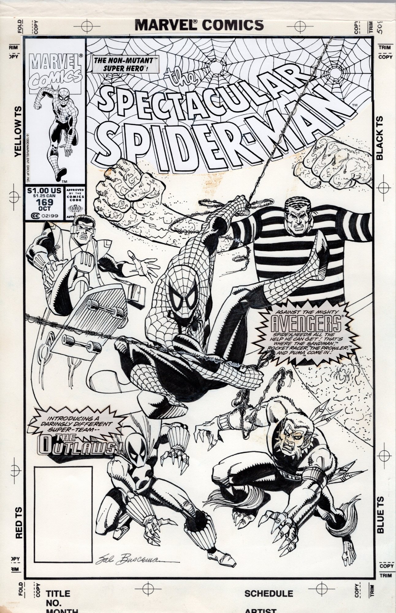 Spectacular Spider-Man #169 COVER by Sal Buscema, 1990 -- Spider-Man,  Sandman, Rocket Racer, Prowler & Puma!, in Paul P's SPIDER-MAN (Sal  Buscema) Comic Art Gallery Room