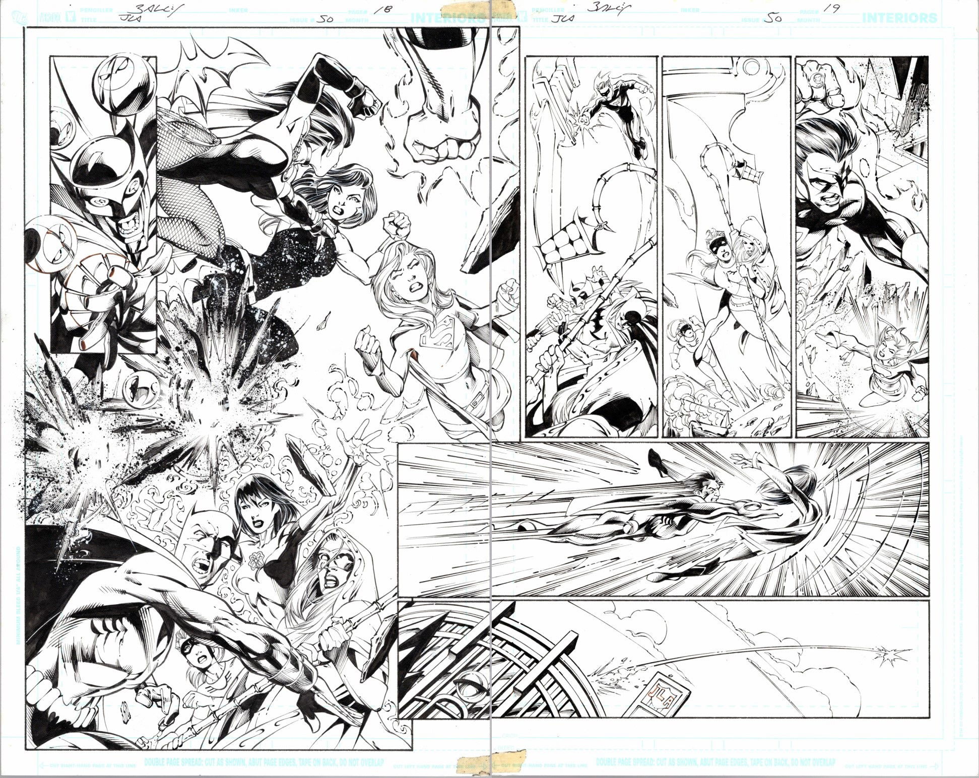 Justice League of America #50 DPS by Bagley, 2010 -- ft. Batman, Donna ...