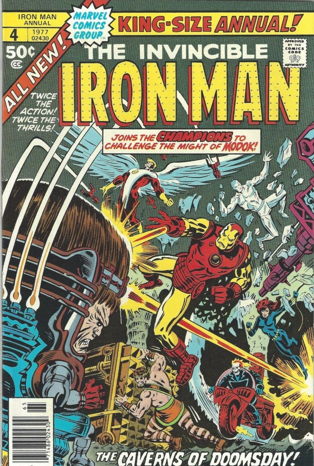 Iron Man Annual #4 COVER, 1977 --- Iron Man & The Champions battle M.O ...