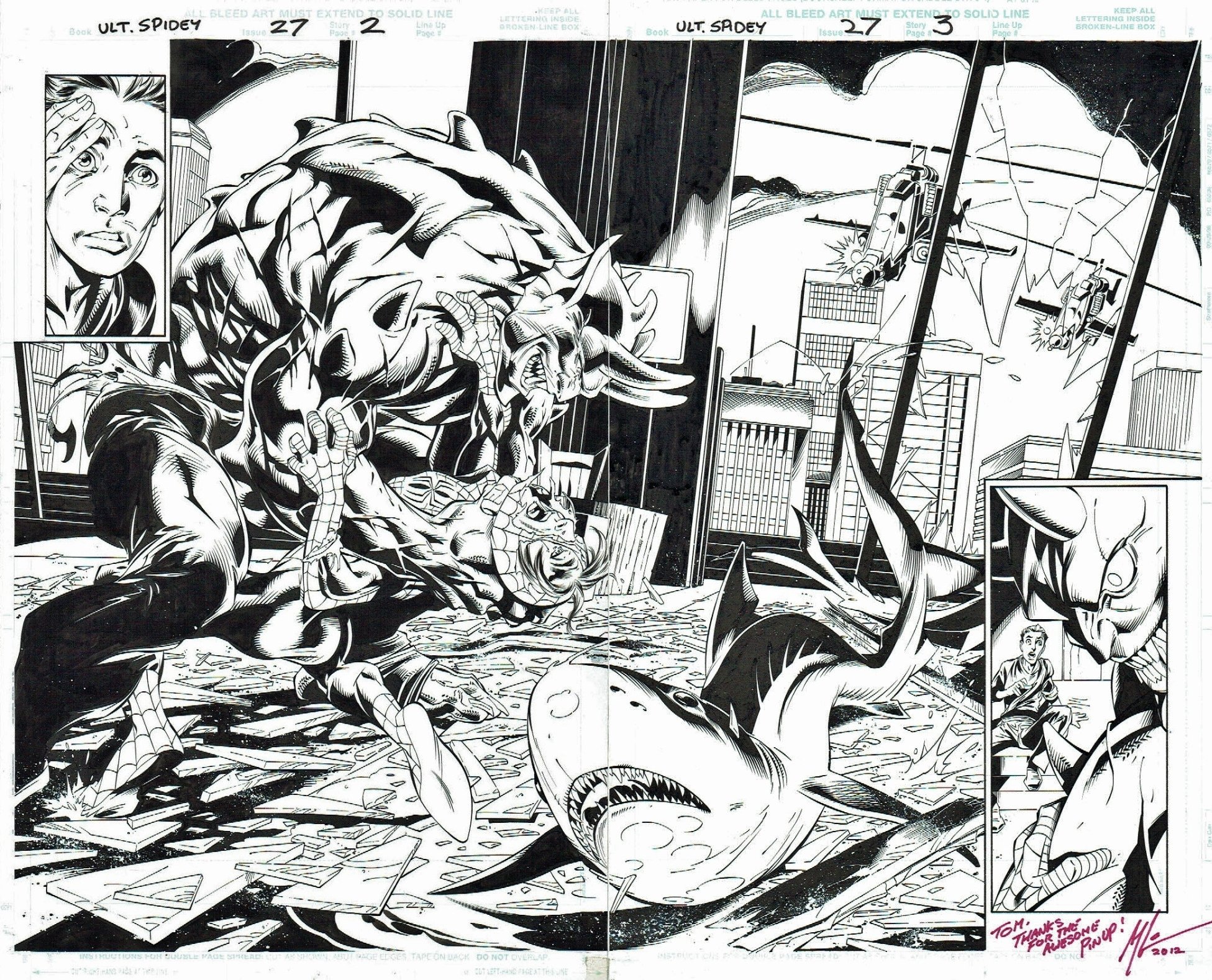 Ultimate Spider-Man #27 DPS by Mark Bagley, 2002 -- Spider-Man vs Green  Goblin!, in Paul P's SPIDER-MAN - ULTIMATE (Bagley, McNiven) Comic Art  Gallery Room
