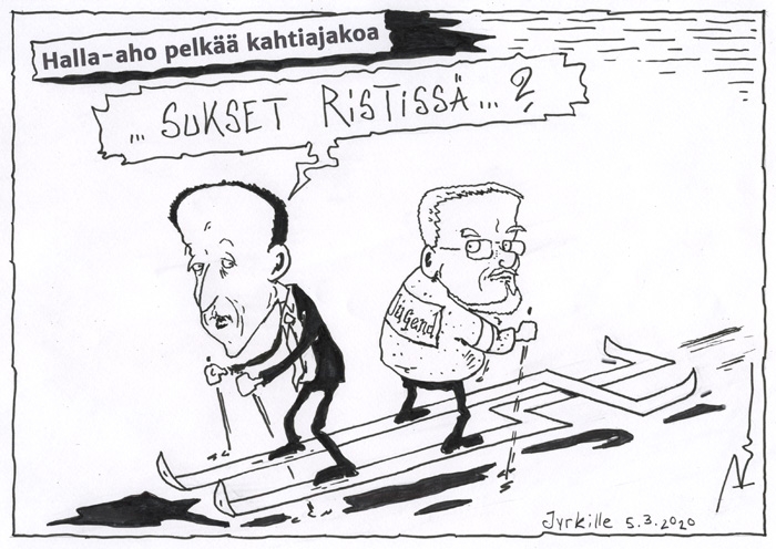 Rahikainen, editorial cartoon , in Jyrki Vainio's Finnish art -  Editorial cartoons 3 - newer Comic Art Gallery Room