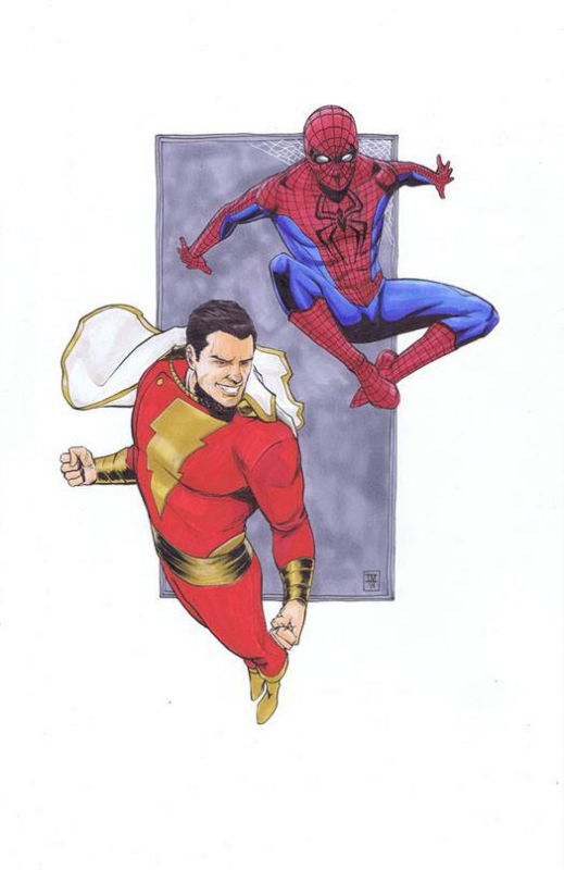 Captain Marvel and Spider - Man by Ibrahim Moustafa, in Little John's  Captain Marvel (Shazam!) and Isis Comic Art Gallery Room