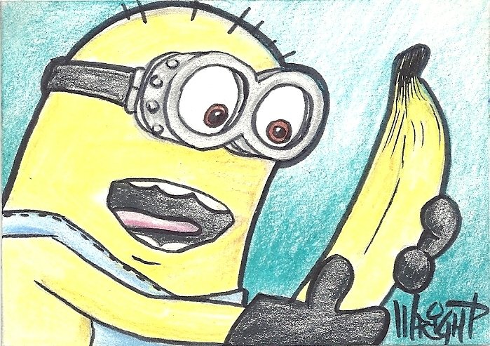 minion drawing with banana
