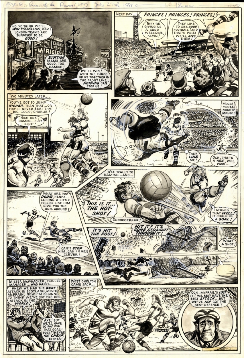 HOT SHOT HAMISH & MIGHTY MOUSE - ROY OF THE ROVERS 1985 -  Comic Art