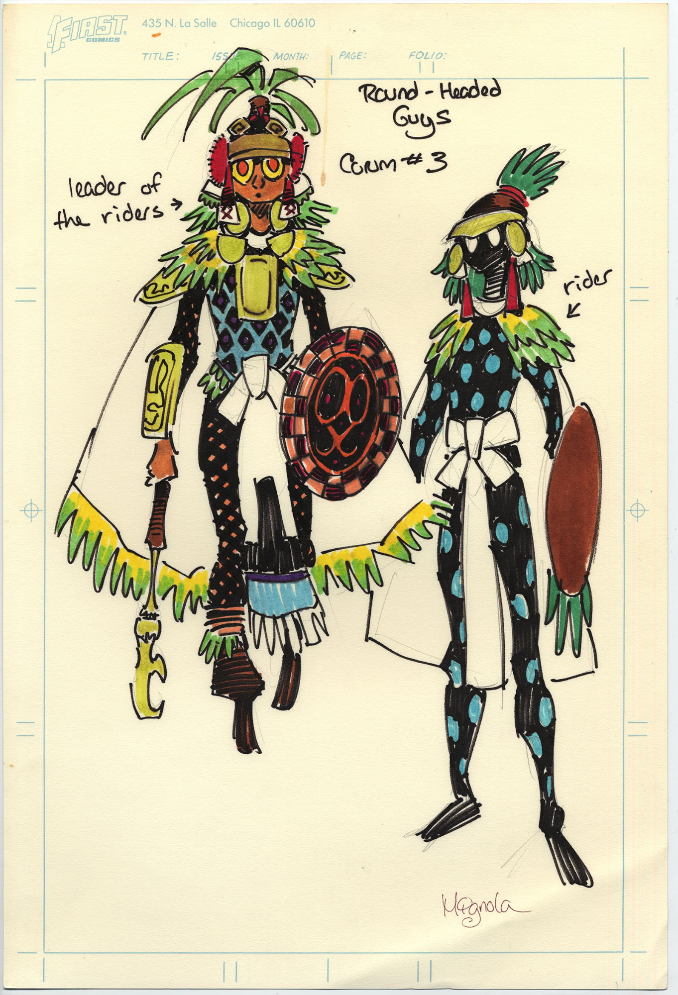 MIKE MIGNOLA CORUM Riders of Ragha da Kheta Character Sketch 1987