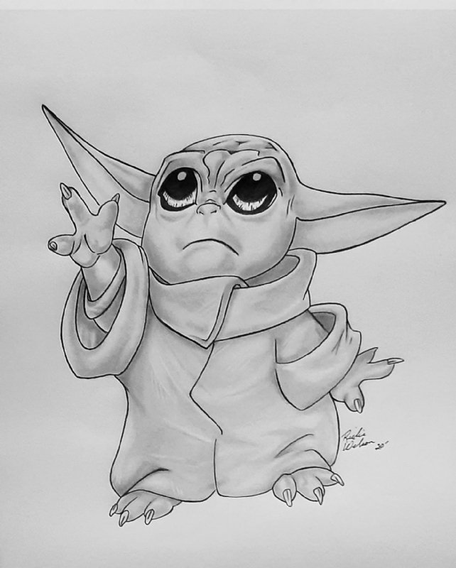 Baby Yoda In Richi Wilson S Richi Pencil Work Comic Art Gallery Room