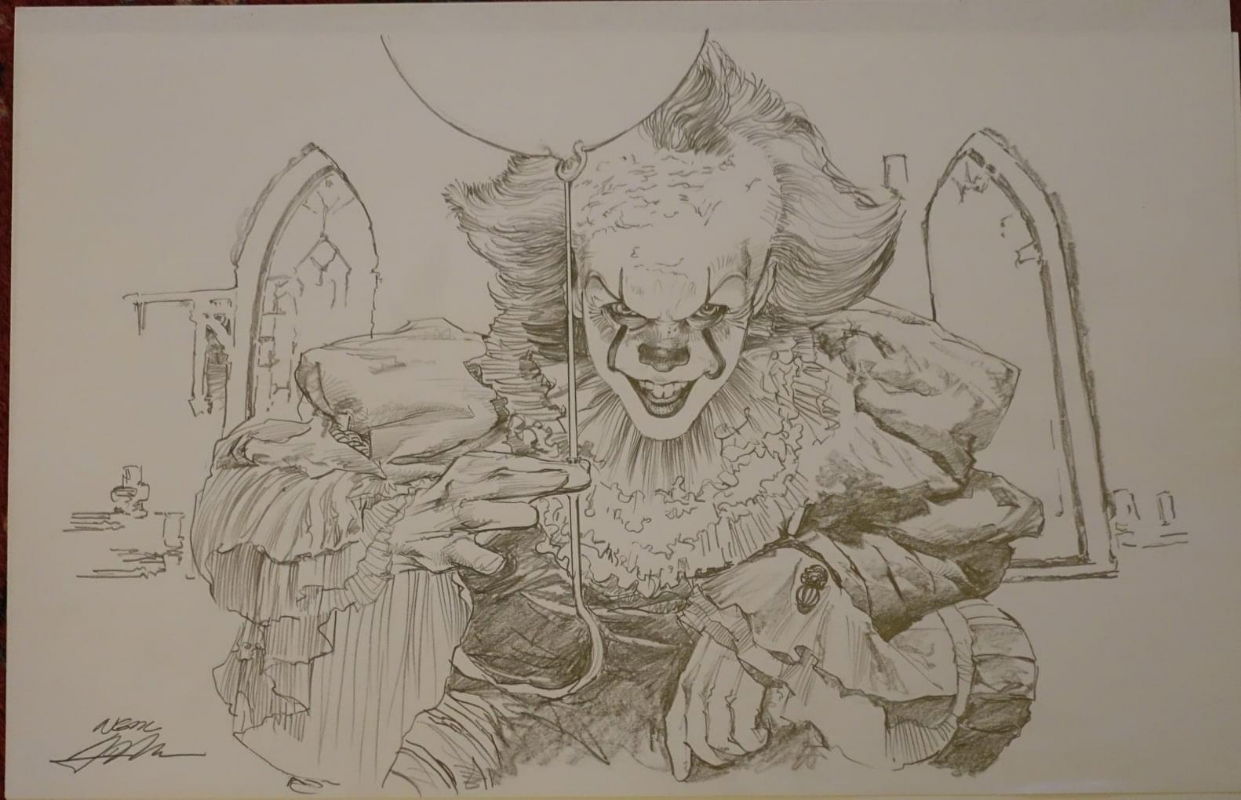 IT: Pennywise Pencil Portrait Drawing Print 