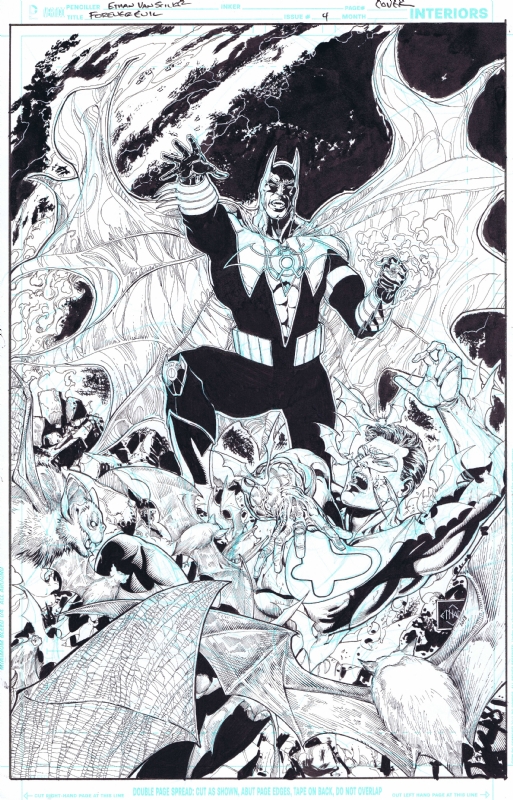 Forever Evil 4 Villain Cover A featuring Batman as a Yellow Lantern, in  Wayne Mousseau's Ethan Van Sciver Comic Art Gallery Room