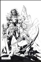 Red Sonja & Claw -Jim Lee Cover RECREATION -SOLD- Comic Art