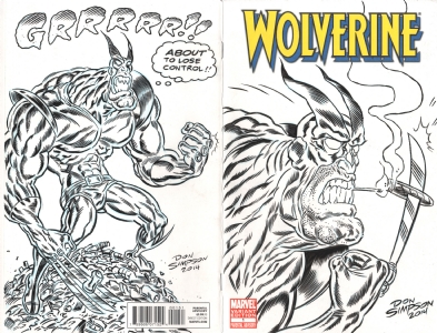 Megaton Man as Wolverine, sketch cover, pen and ink (2014), Comic Art