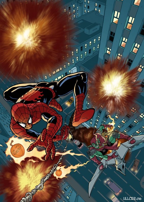 Spiderman VS Green Goblin, in Johann ULLCER LEROUX's MARVEL FAN ARTS &  WORKS Comic Art Gallery Room