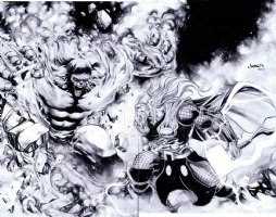 Hulk versus Thor Comic Art