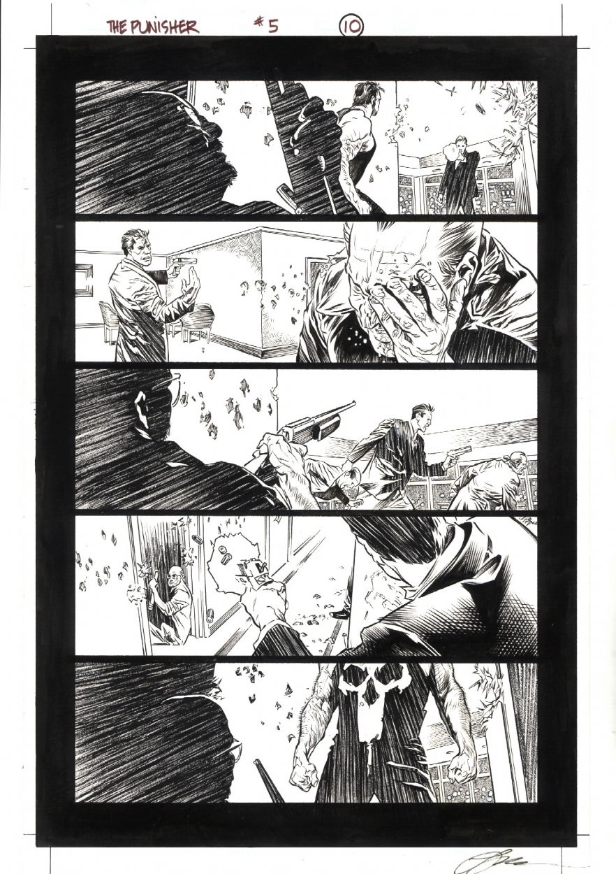 Punisher Max Issue Page Sold In Steve Burdo S Sold Comic Art Gallery Room